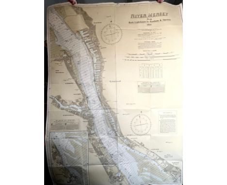 CHART OF RIVER M, FROM ROCK LIGHTHOUSE TO EASTHAM AND GARSTON, 1968, SURVEYOR CAPTAIN WR COLBECK, APPROX 130 x 90cm

 