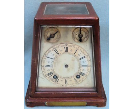 Large wooden and glass cased carriage style clock movement stamped W&amp;H, with plaque for Penlington and Batty. Approx. 24c