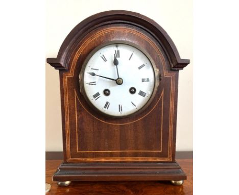 DOME TOP MANTLE CLOCK, APPROX 26cm HIGH PENDULUM DEFICIENT