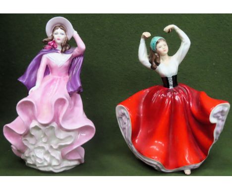 Royal Doulton glazed ceramic figure - Karen (HN2388), plus Coalport Ladies of Fashion figure - Colleen one at fault