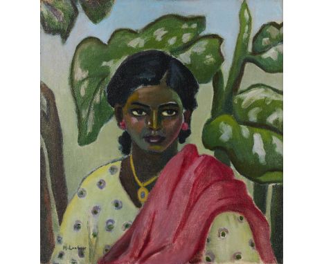 Maggie (Maria Magdalena) Laubser (South African, 1886-1973)Indian Girl signed 'M.Laubser' (lower left)oil on canvas on board 