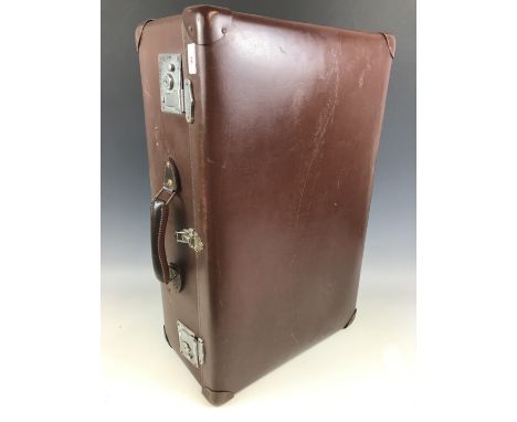 A vintage Globe Trotter faux-hide travel case bearing 1950s Canadian Pacific SS Empress of Scotland labels