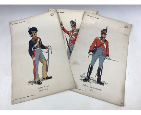 Three Institute of Army Education "British Military Uniforms" prints