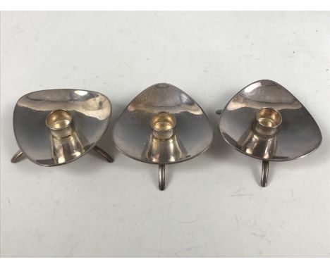 Three 1950s Carl M Cohr, Atla, Denmark electroplate candle holders