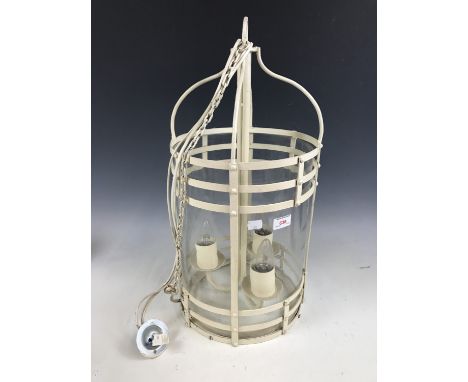 A cream metal pendant ceiling light, 60 cm