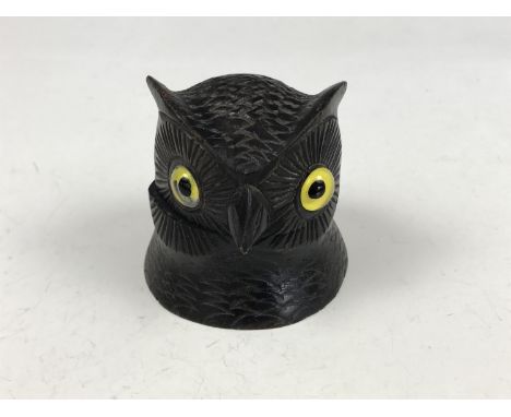 A treen owl inkwell 