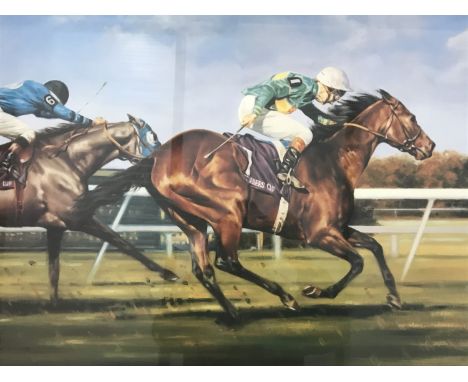 Graham Isoh, Royal Academy Lester Piggott triumphant - breeders’ cup mile, 1990 limited edition print signed by Lester Piggot