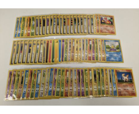 This lot features a complete Base Set, the first ever PokÃ©mon trading card set released in 1999. This collection comes from 