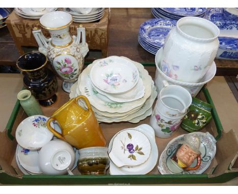 A quantity of china to include: a dessert service (as found), Aynsley Little Sweetheart vase, trinket dishes and jardiniere, 