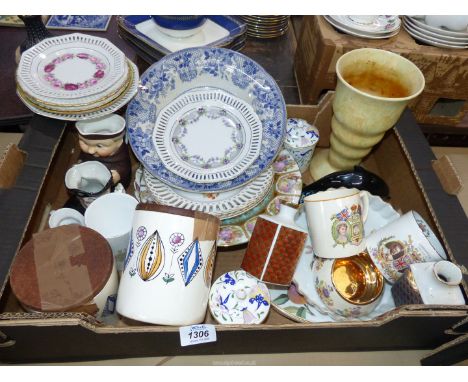 A quantity of china including two Egersund of Norway storage jars, Goebel 'Monk' jug, two Coalport 'Pageant' jam/marmalade ja