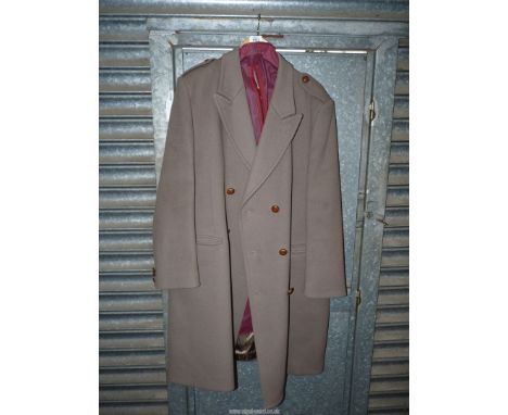 A gents pure wool Overcoat in mink colour by Moorbrook for Dunn & Co., size 44R.