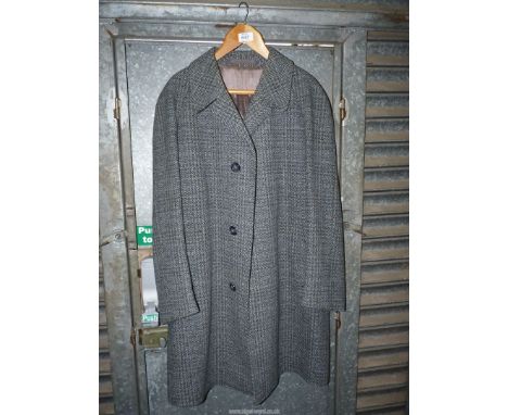 A gents all wool grey check Overcoat, 42" chest, by Hodges Tailors and Outfitters..