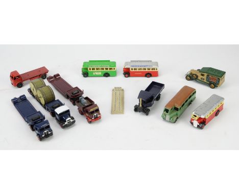 A collection of model toys vehicles. Mainly buses and lorries. Dinky, Budgie, Impy, Lledo etc.  (50)Condition Report:  Genera