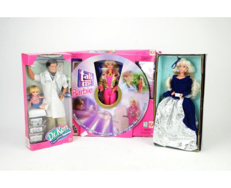 Seven boxed Barbie Dolls to include Olympic Skater Barbie, Chrisie, Eatin' Fun Kelly, Shave 'n Style Ken, Dr Ken, Talk To Me 