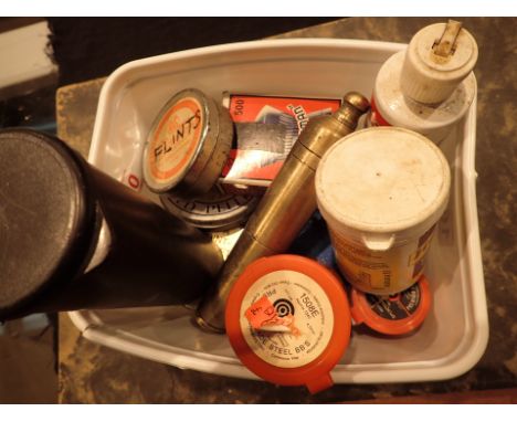 Box of part used air gun pellet tins 