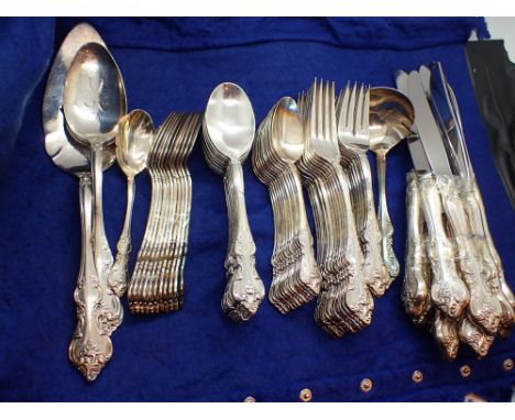 Twelve place setting international deep silver cutlery set 