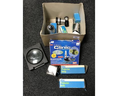 A box of atlas and mazda projector lamp bulbs
