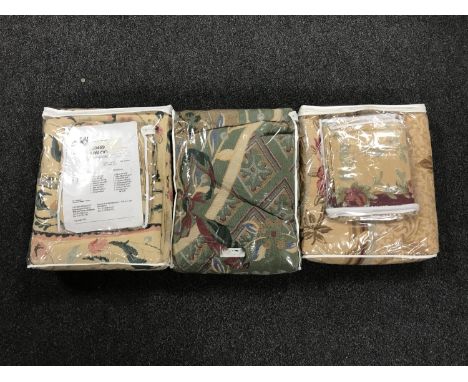 A Belgian cotton tapestry bed spread and two pairs of Belgian cotton tapestry pillow shams 