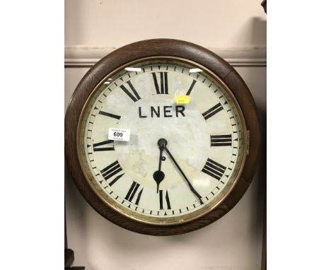 A Victorian and later oak wall clock : LNER 