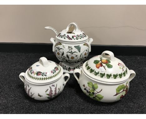 A Port Merion soup tureen with ladle together with two Port Merion lidded serving dishes  CONDITION REPORT: All in good condi