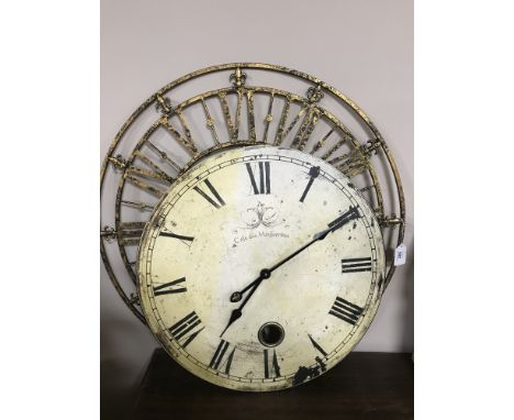 A French cafe wall clock together with a circular gilt metal wall clock (2)