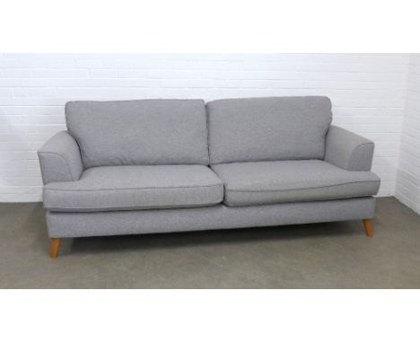 Contemporary grey upholstered sofa, 237 x 79 x 94cm. 