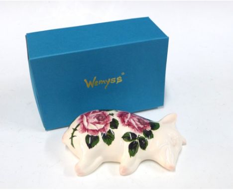 Wemyss Griselda Hill Pottery sleeping pig, by Esther Weeks, signed and dated 2007,  complete with presentation box, 17cm 