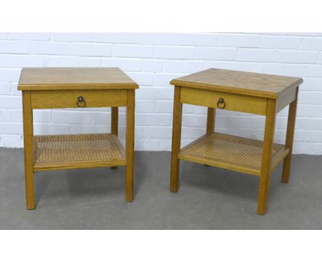 Pair of contemporary light oak lamp tables, 47 x 53 x 47cm. (2) 