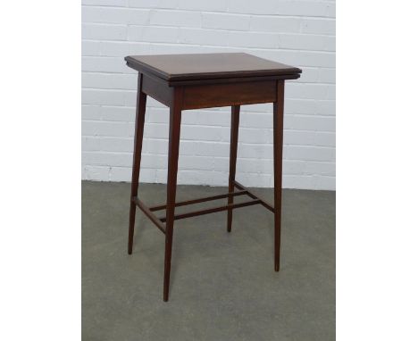 An Edwardian fold over card table, (A/F) 69 x 70 x 46cm. 