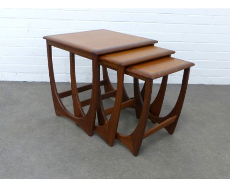 Vintage / retro teak nest of three tables, 50 x 52 x 50cm. (3) 