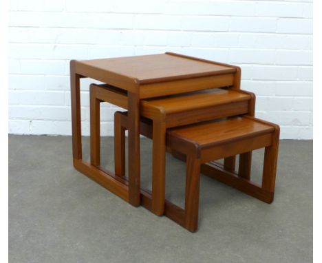 Vintage / retro teak nest of three tables, 49 x 46 x 48cm. (3) 