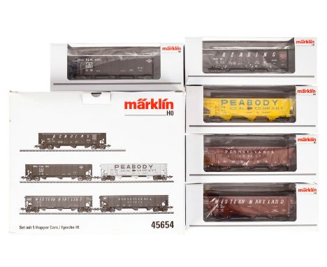 Märklin Hopper-Car-Set 45654, Spur H0, 5-teilig, Alterungsspuren, im leicht besch. OK, sonst Z 1-2