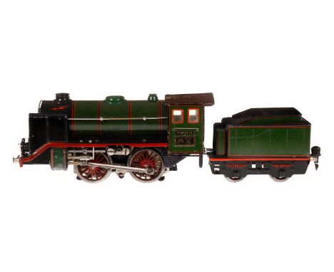 Märklin B-Dampflok R 66/12920, Spur 0, elektr., grün/schwarz, mit Tender, kW und 2 el. bel. Stirnlampen, LS und gealterter La