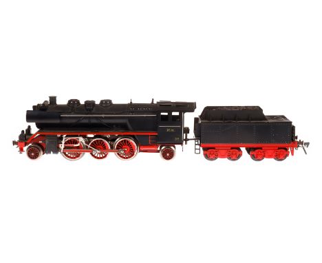 Fleischmann 1-C-1 Dampflok ”99 221”, Spur 0, elektr., schwarz, mit Tender und 2 el. bel. Stirnlampen, LS und Alterungsspuren,