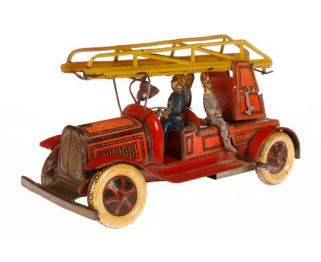 G &amp; K Feuerwehr 569, Blech, CL, Federwerk intakt, LS und Alterungsspuren, L 19, Z 3
