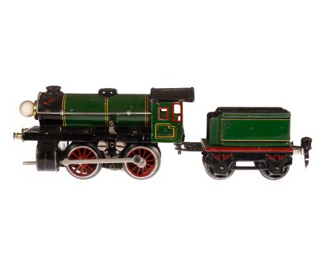 Märklin B-Dampflok R 12970, Spur 0, elektr., grün/schwarz, mit Tender 969 und 1 el. bel. Stirnlampe, LS tw ausgeb., gealterte