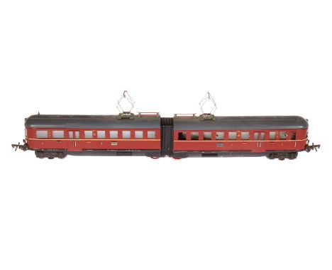 Fleischmann Triebwagen, Spur 0, elektr., rot, 2-teilig, LS und Alterungsspuren, Z 3