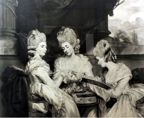 Valentine Green (1739-1813) after Joshua Reynolds (1723-1792) - Mezzotint - "The Ladies Waldegrave" - Three ladies seated at 