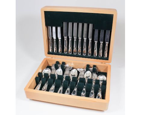 A plated table service for eight place settings by Roberts & Belk Ltd., comprising - eight table forks, eight dessert forks, 