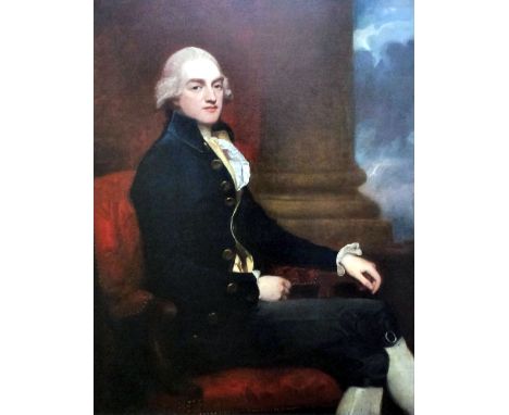 George Romney (1734-1802) - Oil painting - Three quarters length portrait of Stratford Canning (1786-1880) wearing a blue coa