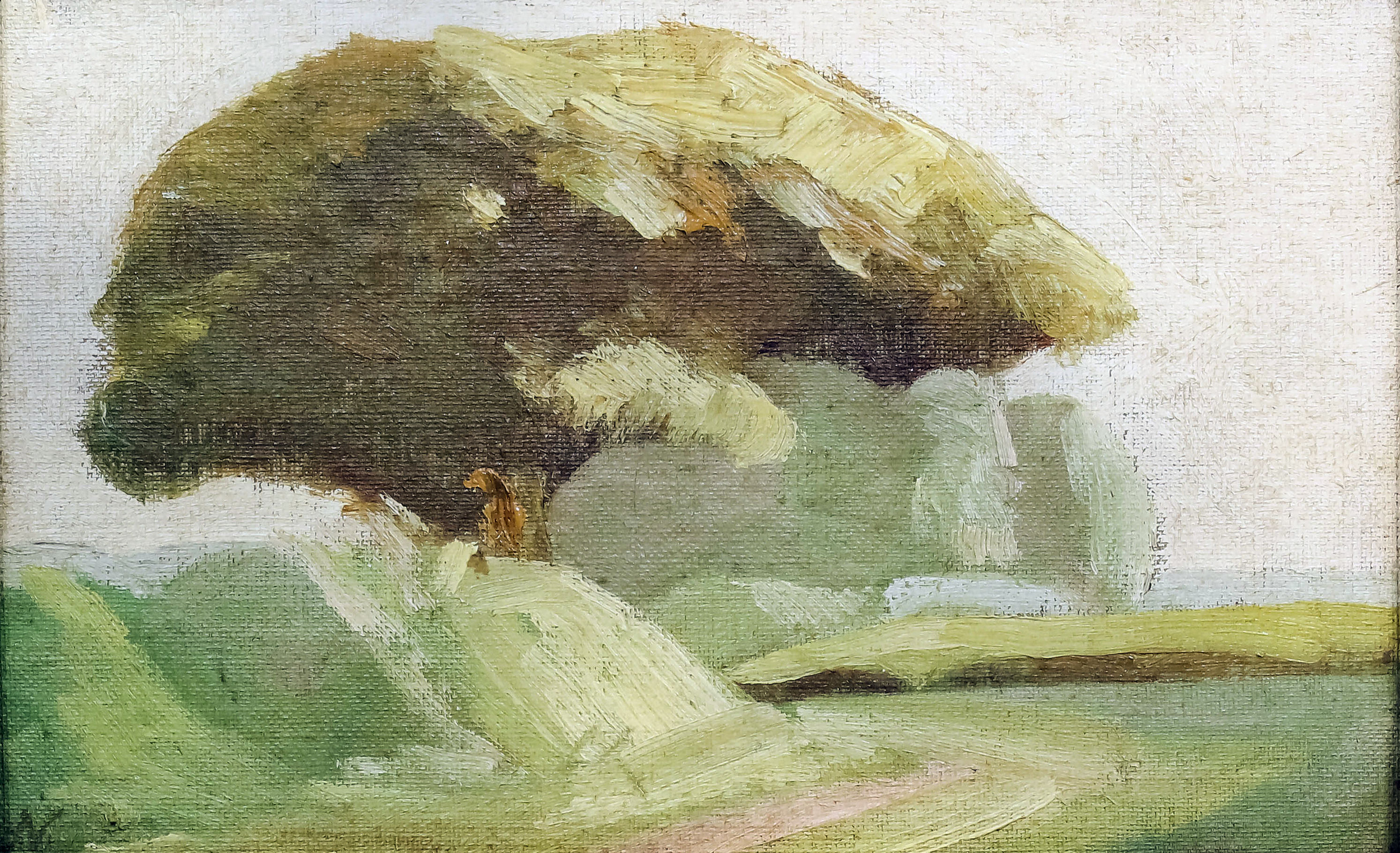 Attributed to Sir William Nicholson (18721949) Oil painting "Country Lane", canvas laid on b