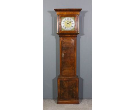 An 18th Century walnut longcase clock by Thomas Jenkinson of Sandwich, the 12ins square brass dial with silvered chapter ring