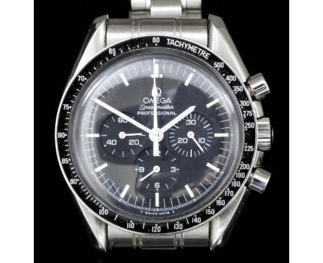 A modern gentleman's Omega Speedmaster Professional "Moonwatch" wristwatch, dated 1997, Serial No. 48305788, the black dial w