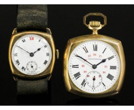 A 1950s gentleman's Swiss wristwatch, the white enamelled dial with Arabic numerals and subsidiary seconds dial, contained in