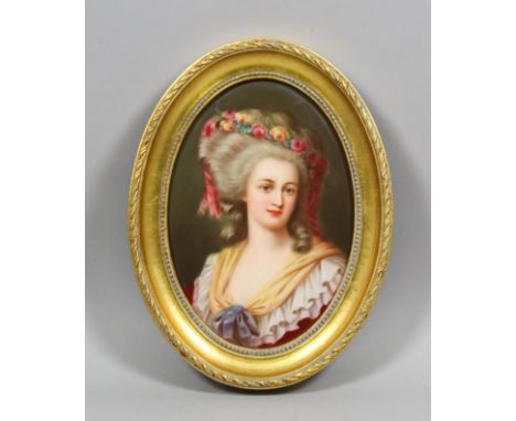 A late 19th/early 20th Century Continental porcelain oval plaque painted in colours with a portrait of Princess Marie Louise 