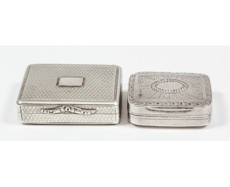 A William IV silver rectangular vinaigrette with engine turned ornament and cast floral thumbpiece, 1.5ins x 1.25ins x .375in