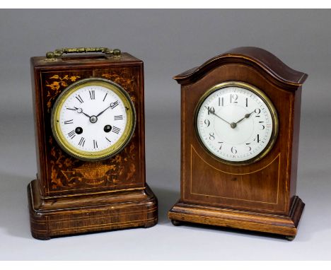 A 19th Century French mantel clock by Cleret, No. 5006, the 3ins diameter white enamelled dial with Roman numerals to the eig