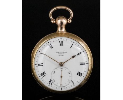 A good George III gentleman's 18ct gold cased open faced pocket Chronometer by David Morice, Fenchurch Street, London, No. 18