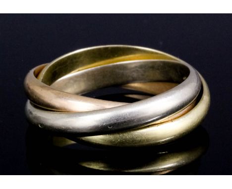 A modern Cartier 9ct yellow, rose and white gold Russian ring engraved to exterior "Le Must de Cartier" (gross weight 11 gram