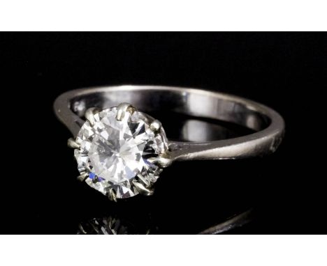 An 18ct white gold mounted diamond solitaire ring, the brilliant cut stone approximately 1.2ct (gross weight 3.8 grammes - ri